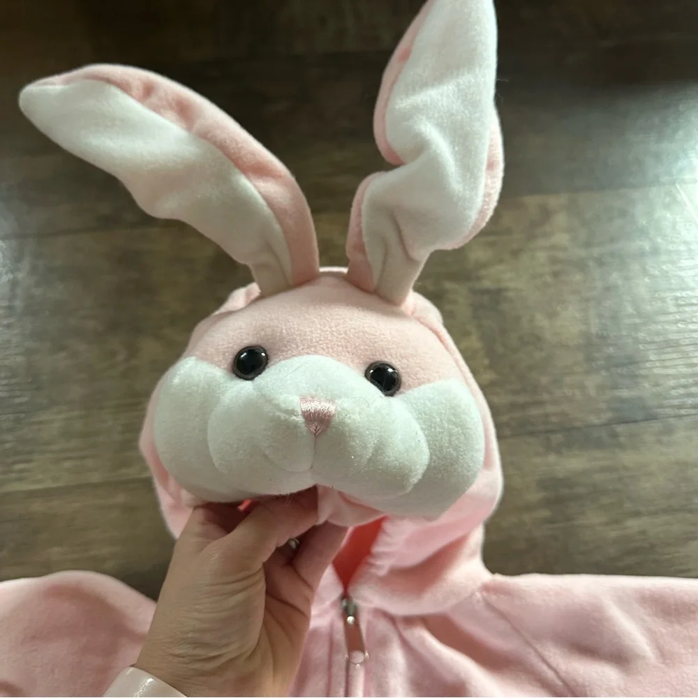 Fleece bunny costume union suit light pink